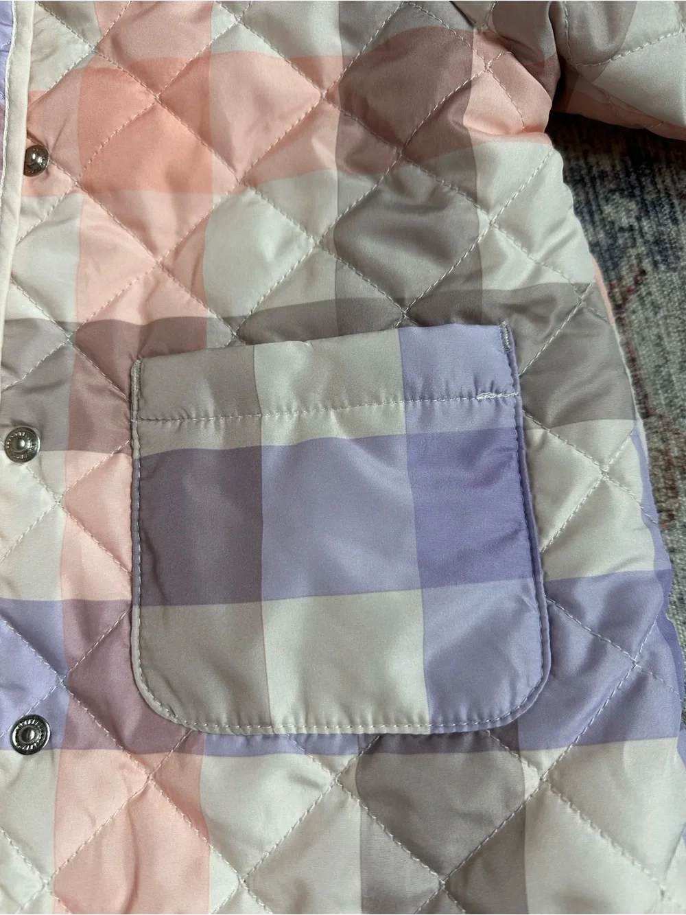 H&M 12M Girls Quilted Plaid Lightweight Button Up Jacket